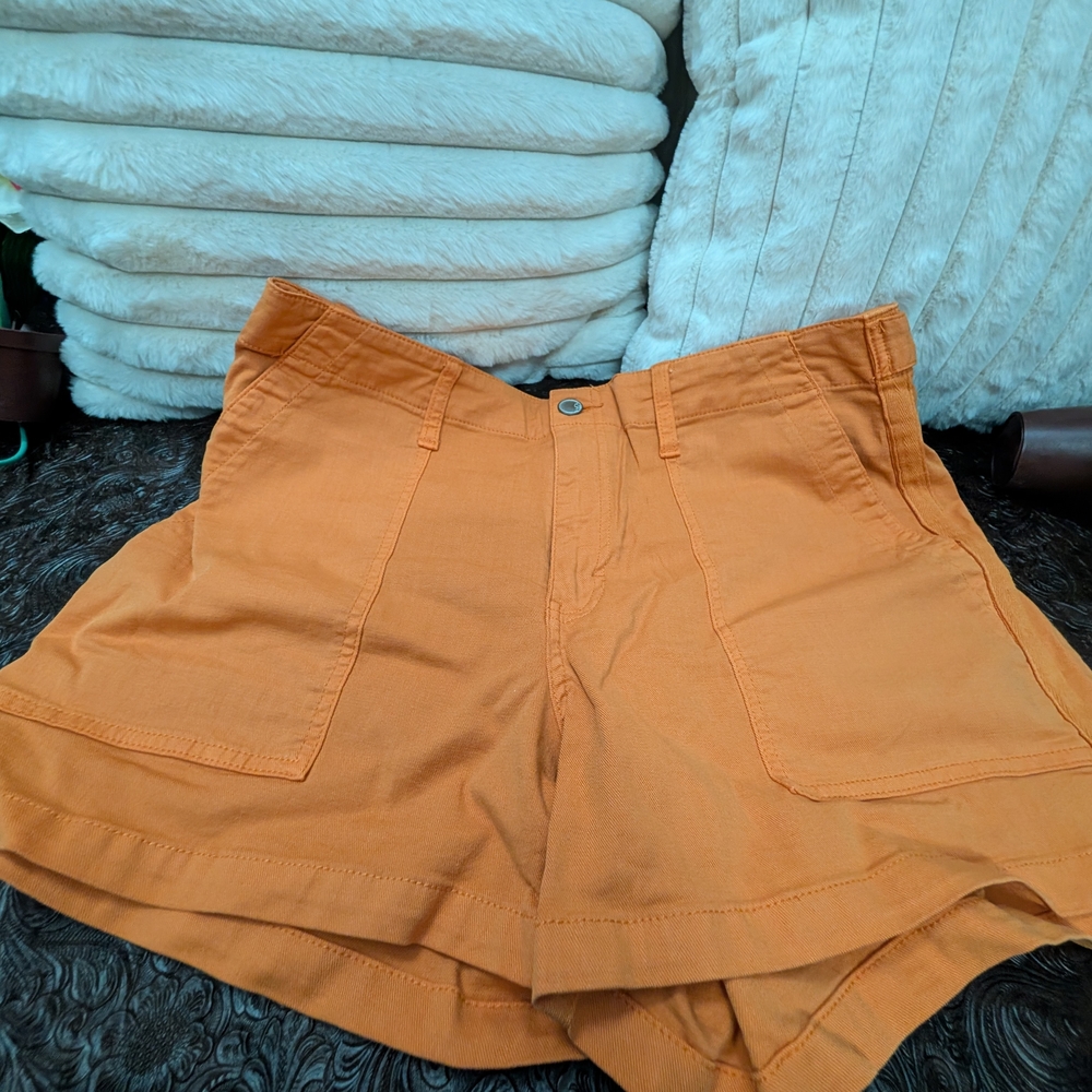 High Waist Orange Women's Shorts